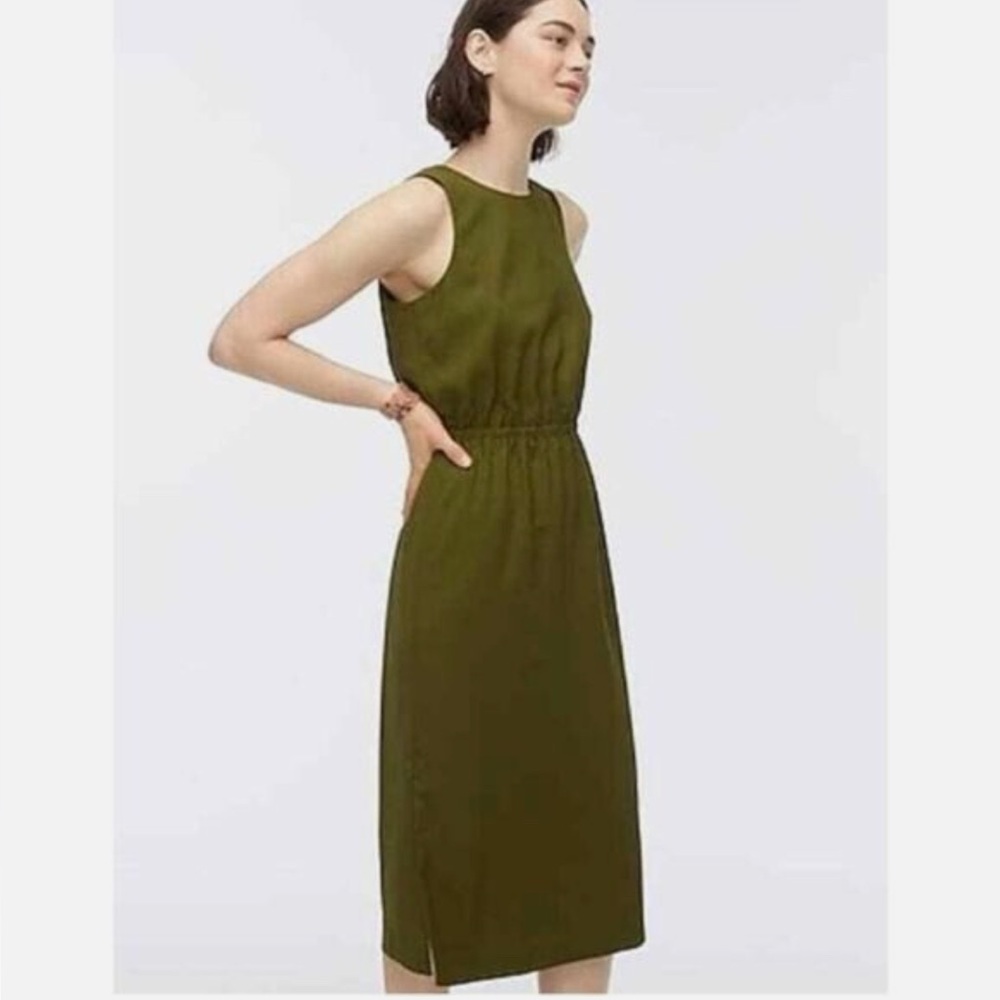 Olive Green Button Detail Dress
